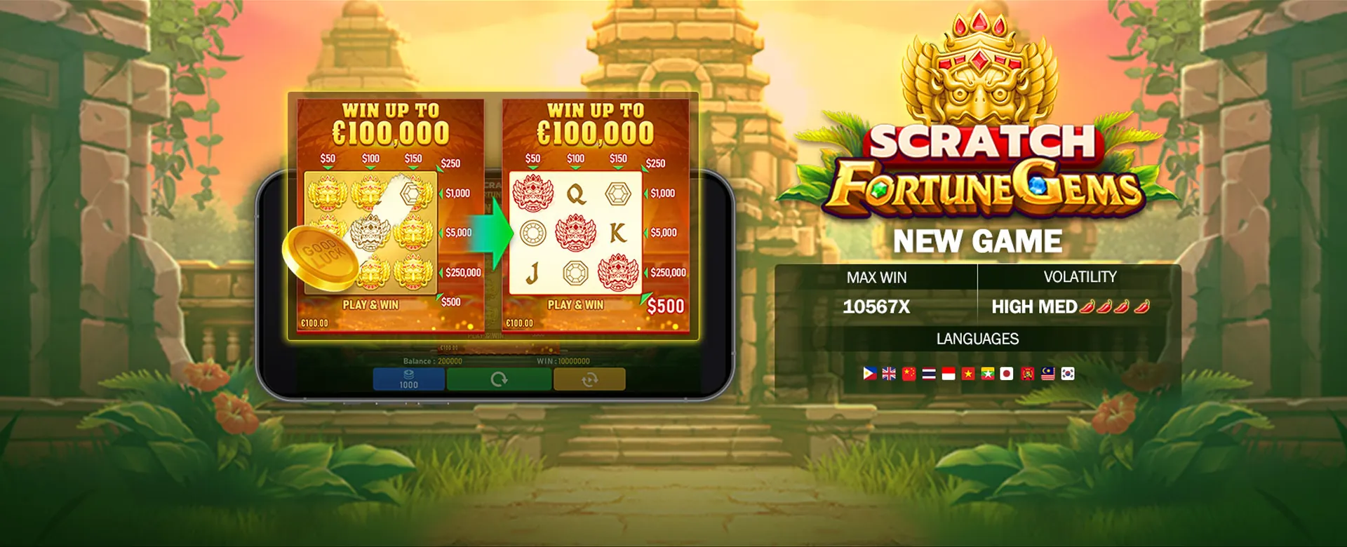 Winph App mobile gaming interface with casino and sports betting elements